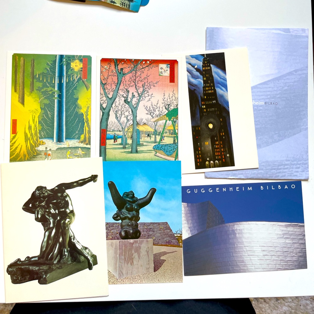 Vintage art postcards Guggenheim Bilbao Hiroshige Rodin Lipchitz O'keefe